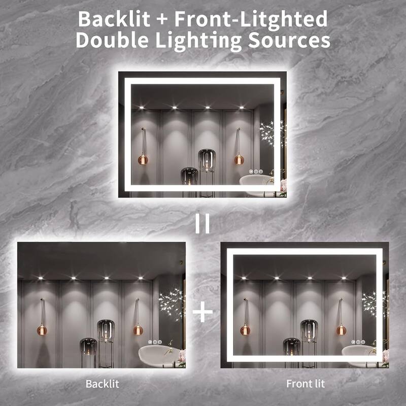 40x30 Inch Frameless LED Bathroom Mirror,Smart Mirror