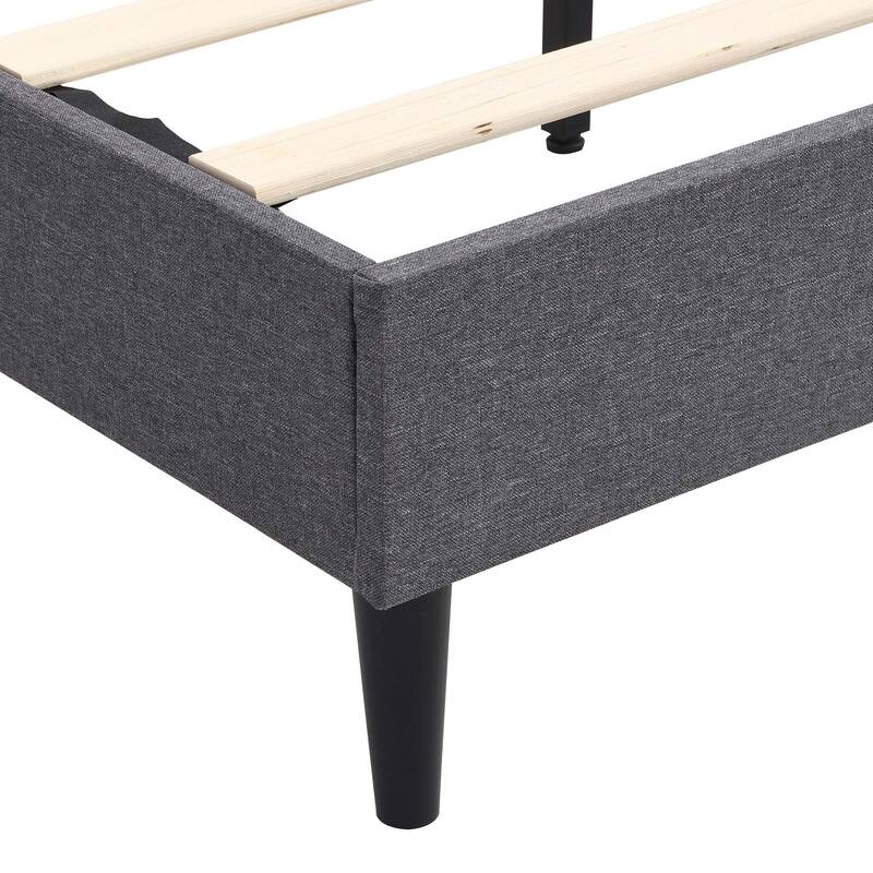 Platform Bed Frame with Fabric Upholstered Headboard