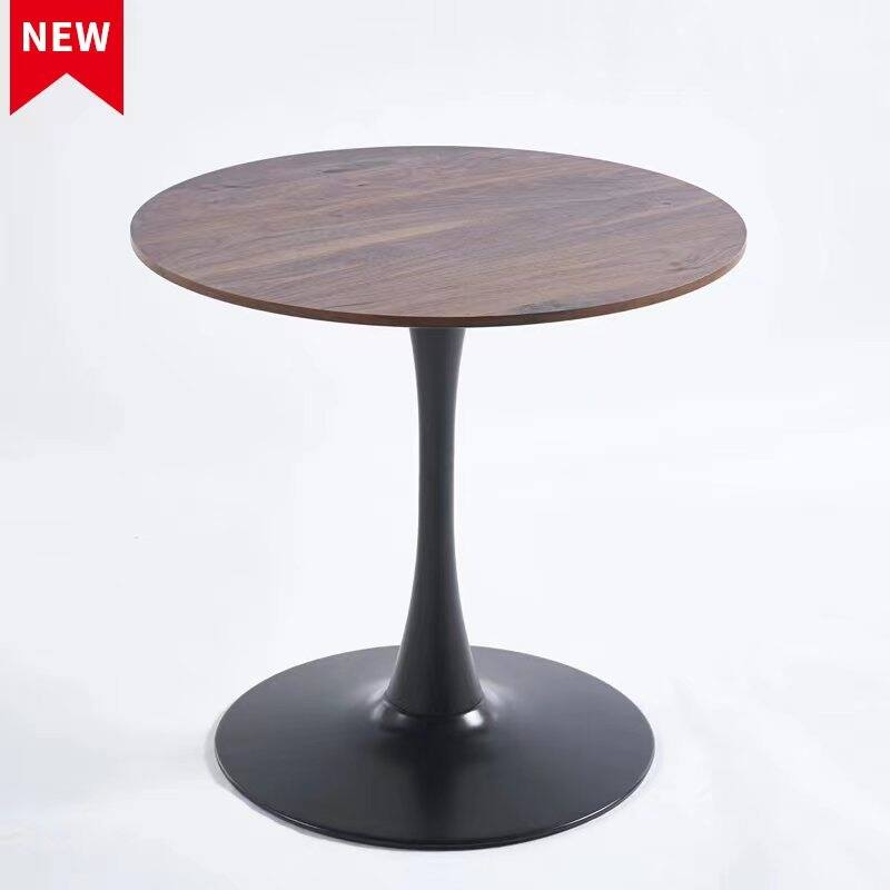 31.5"BLACK AND WALNUT Tulip Table Mid-century Dining Table for 2-4 people, End Table Leisure Coffee Table - Walnut+black