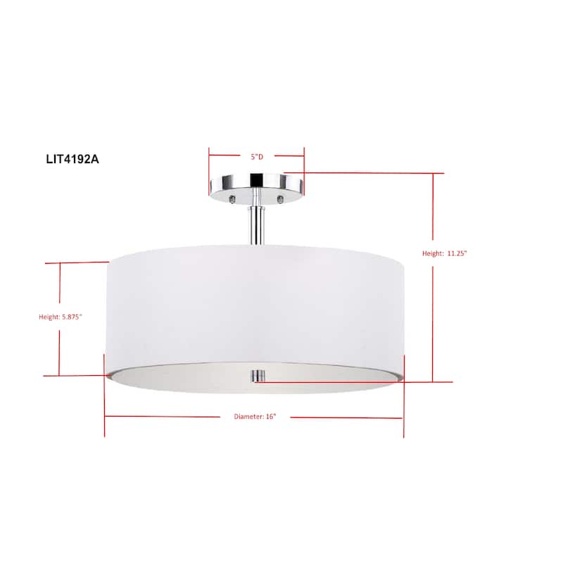 SAFAVIEH Lighting Araceli 3-Light Chrome Ceiling Drum Light - 16"x16"x11.25" - 16Wx16Dx11H