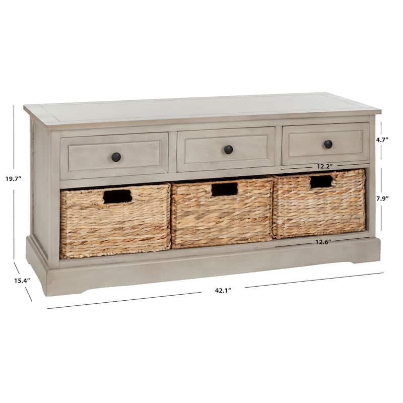 SAFAVIEH Ara Grey 3-Drawer Storage Unit - 42.1" x 15.4" x 19.7" - 42Wx15Dx20H