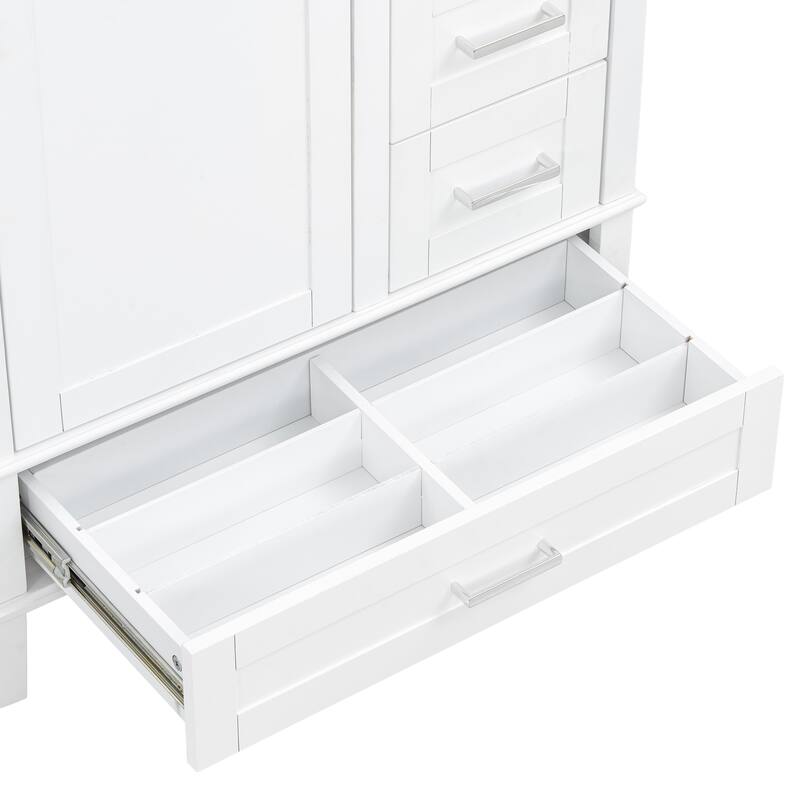 GDFStudio - Lumia Transitional Space Saving Freestanding Bathroom Vanity Cabinet with Ceramic Sink and Soft Close Storage