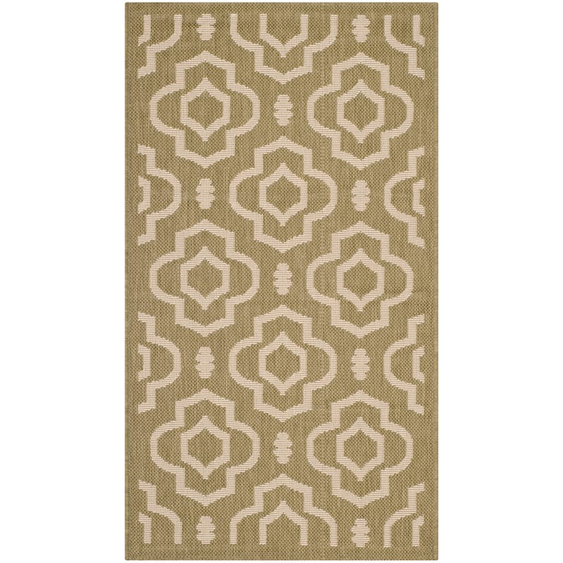 SAFAVIEH Courtyard Rheta Indoor/ Outdoor Waterproof Patio Backyard Rug - 2' x 3'7" - Green/Beige