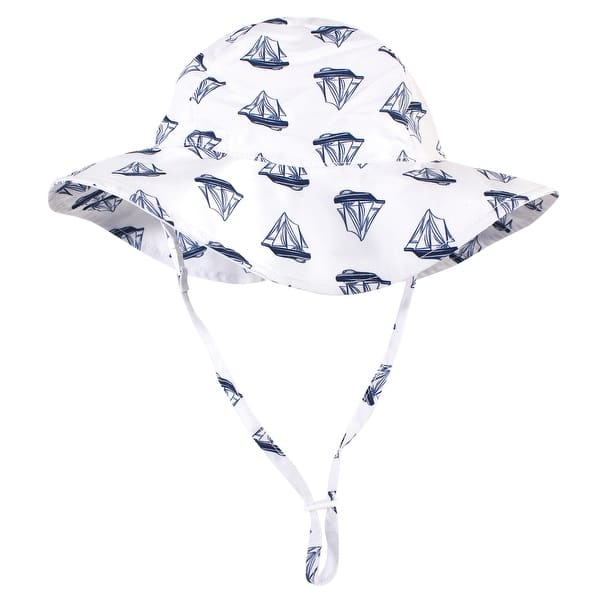 slide 1 of 1, Hudson Baby Infant and Toddler Boy Sun Protection Hat, Blue Sailboat 0-6 Months - Blue Sailboat