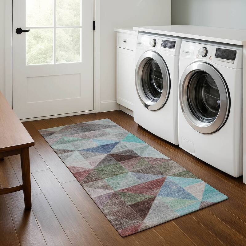 Premium Washable Super Soft Contemporary Mosaic Mayfield Rug - Silver - 2'3" x 7'6"