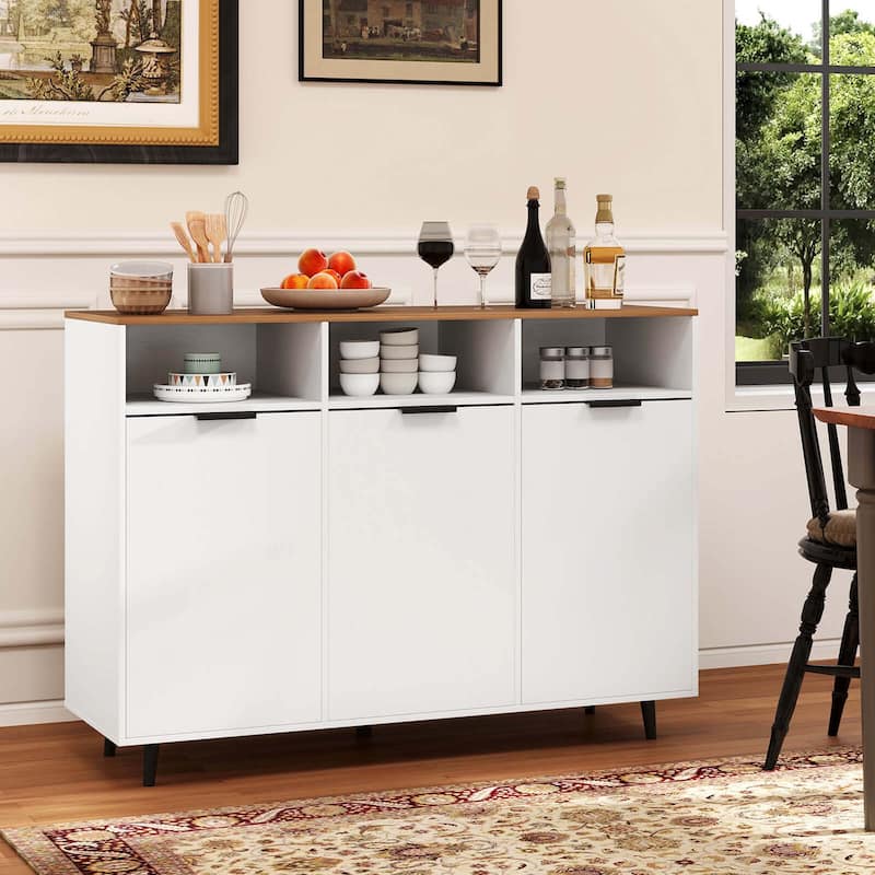 Costway Buffet Sideboard with 3 Open Compartments 3 Doors 5-Posistion - See Details