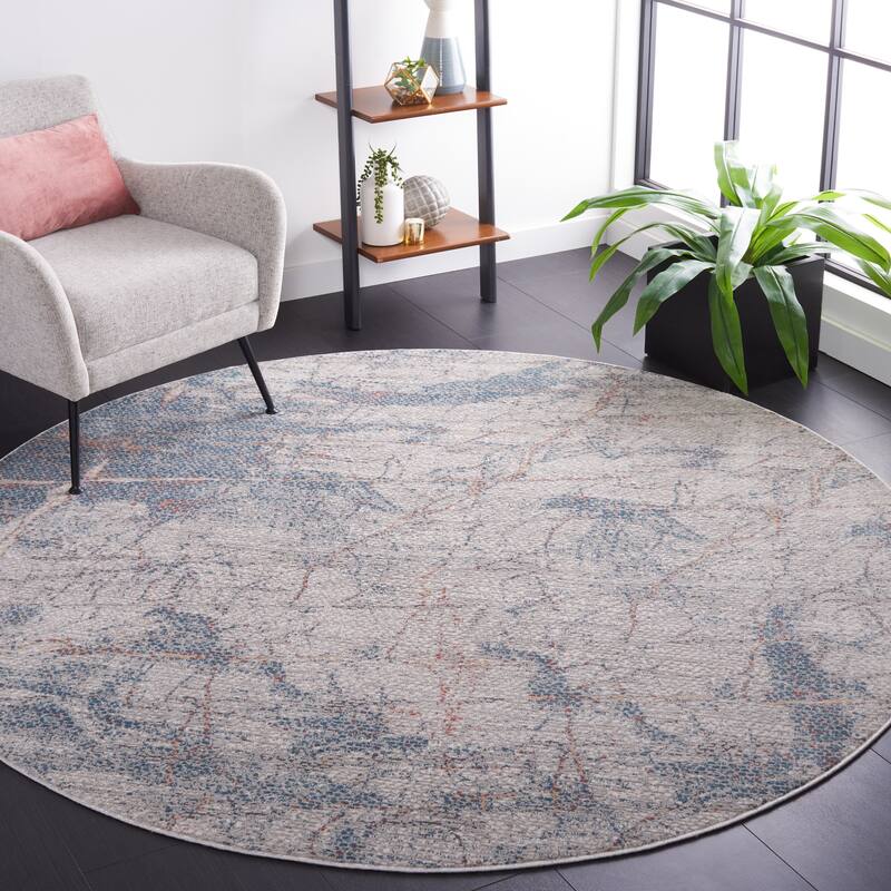 SAFAVIEH Vogue Genevieve Modern & Contemporary Rug - 6'7" Round - Grey/Blue Rust