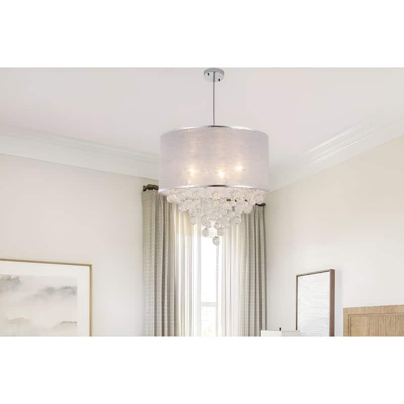 20 Inches 4 - Light Drum Chandelier with Bubble Crystal Accents Luxury Chic Pendant Lamp - N/A