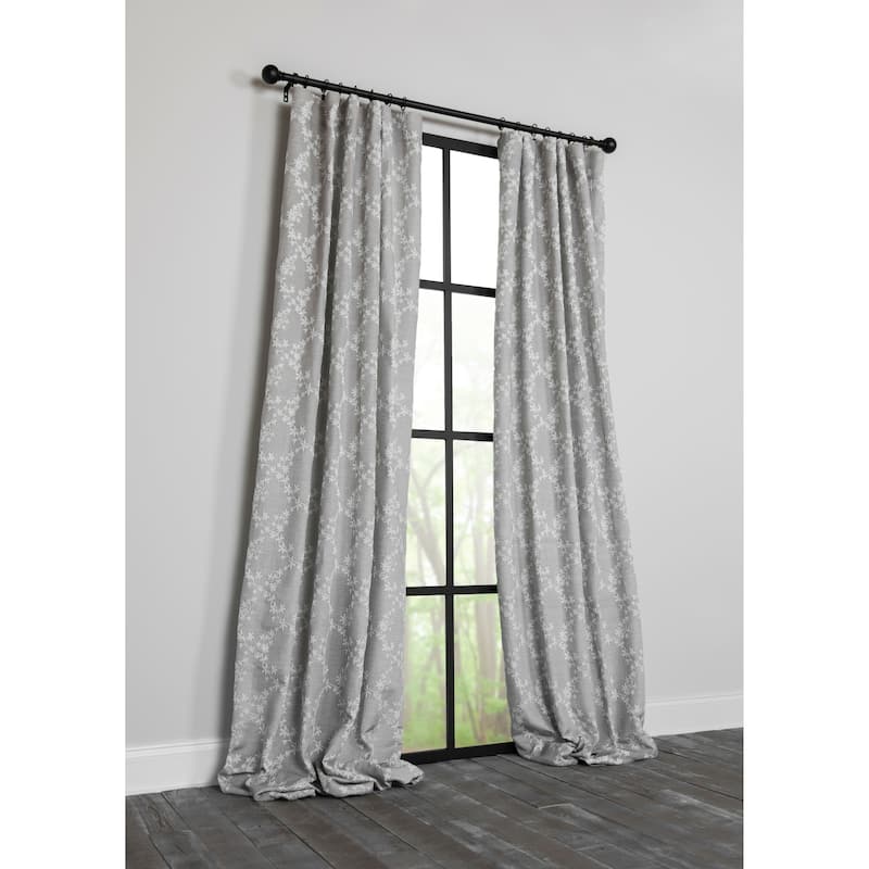 -Floria Rod Pocket Curtain Single Panel, 52 by 63-Inch, Gray