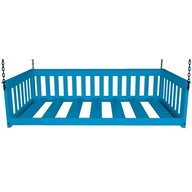 Pine Twin Mission Hanging Daybed with Chain - Caribbean Blue