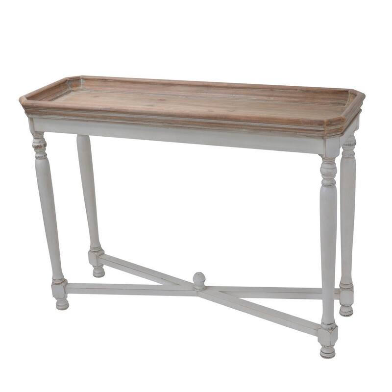 42" Brown White Casual Style Distressed Finished Rectangular End Table