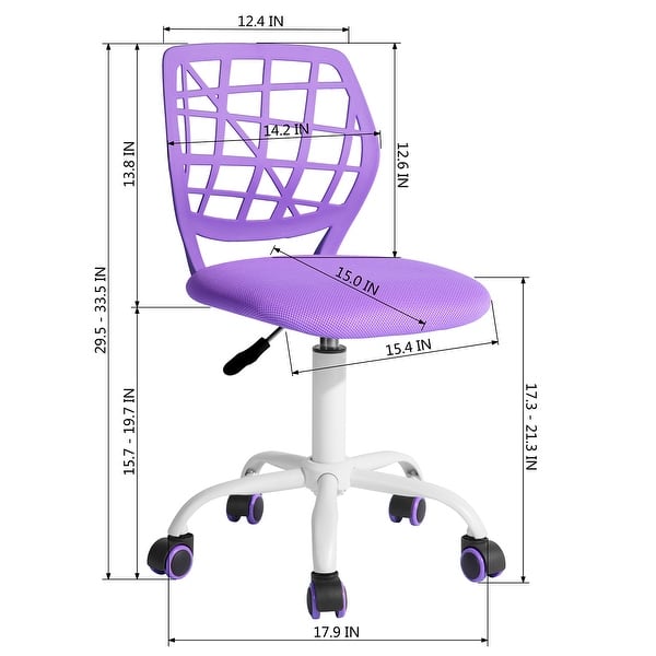 dimension image slide 0 of 5, HomyLin Armless Home Office Task Chair Kids Desk Chair Mid-Back