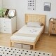preview thumbnail 27 of 45, Twin Size Solid Wood Platform Bed Frame With Headboard White