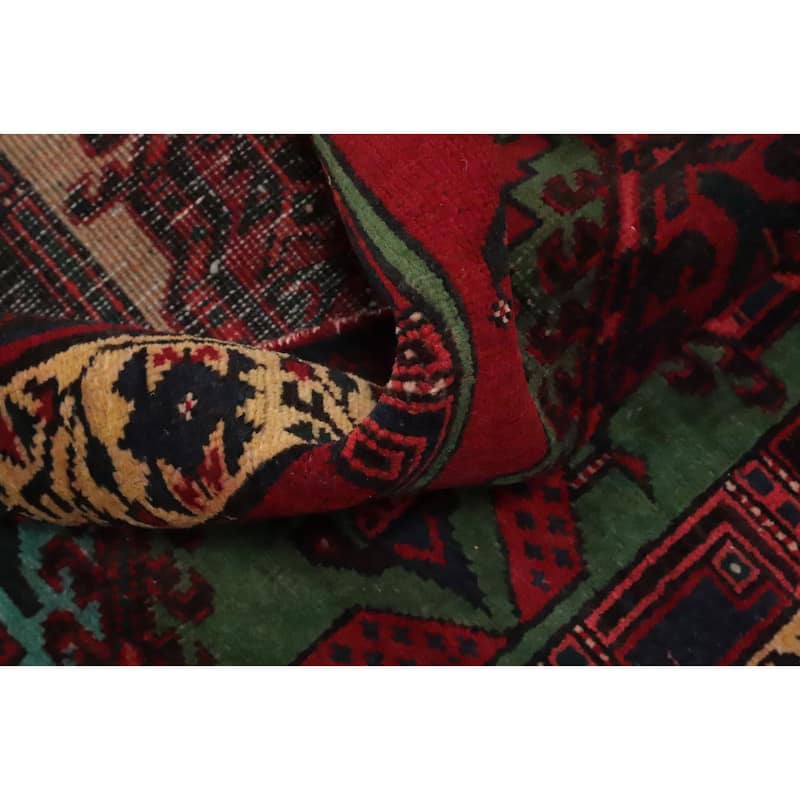 Hand Knotted Oriental 100% Wool Carpet Traditional Geometric Green Ardebil Runner Rug - 11' 2'' X 3' 4''