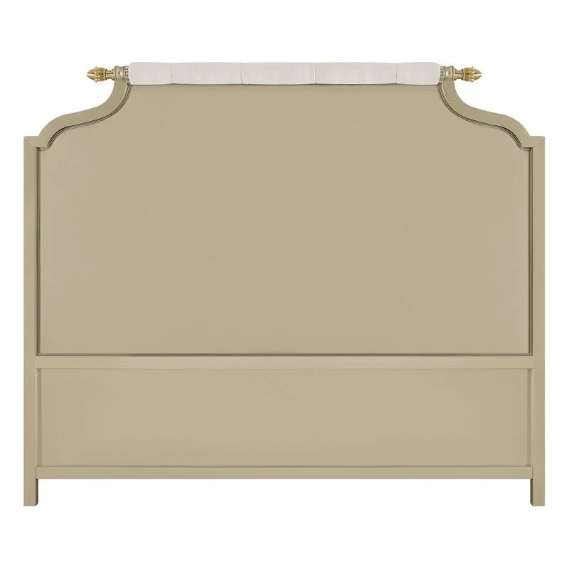 Spruce & Spring Classic American Tufted Upholstered Platform Bed with Birch Wood Frame in Champagne Silver - King