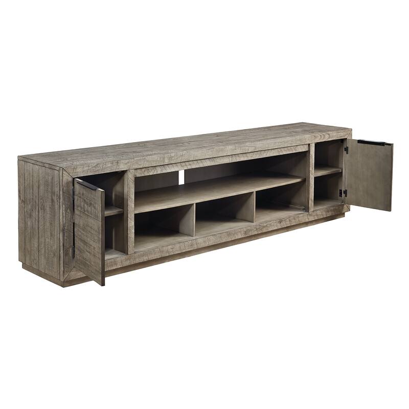 Signature Design by Ashley Krystanza Gray 92" TV Stand with Fireplace Option - 92 inches in width