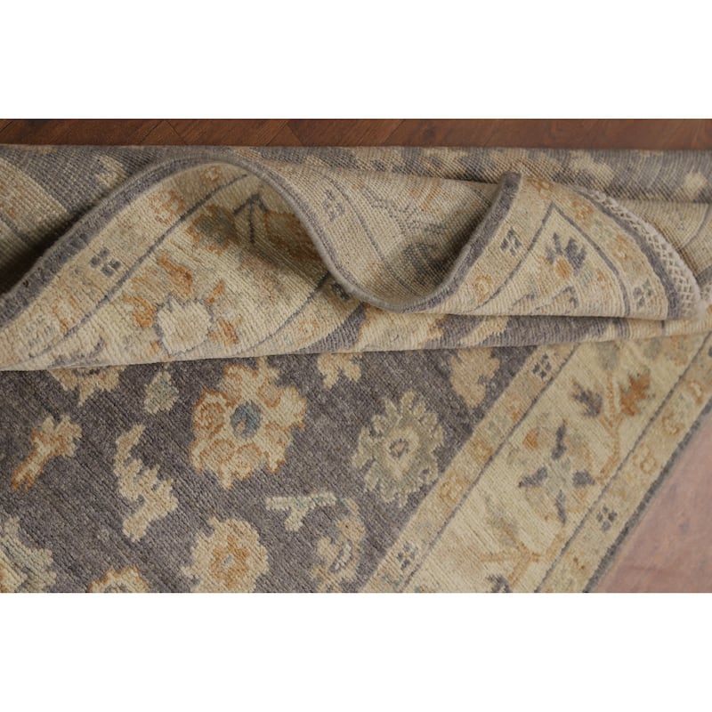 Hand Knotted Oriental 100% Wool Carpet Transitional All-Over Greys & Charcoal Oushak Area Rug - 5' 2'' X 3' 2''
