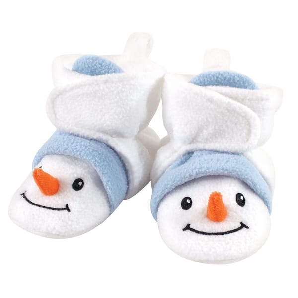 slide 1 of 1, Hudson Baby Baby Cozy Fleece Booties, Snowman 0-6 Months - Snowman