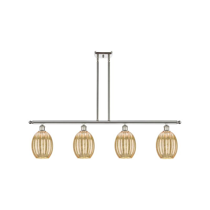 Innovations Lighting Endless Possibilities Ballston - Preston - 4 Light 48" Bulb Shade Stem Hung Island Light - Mercury/Polished Nickel