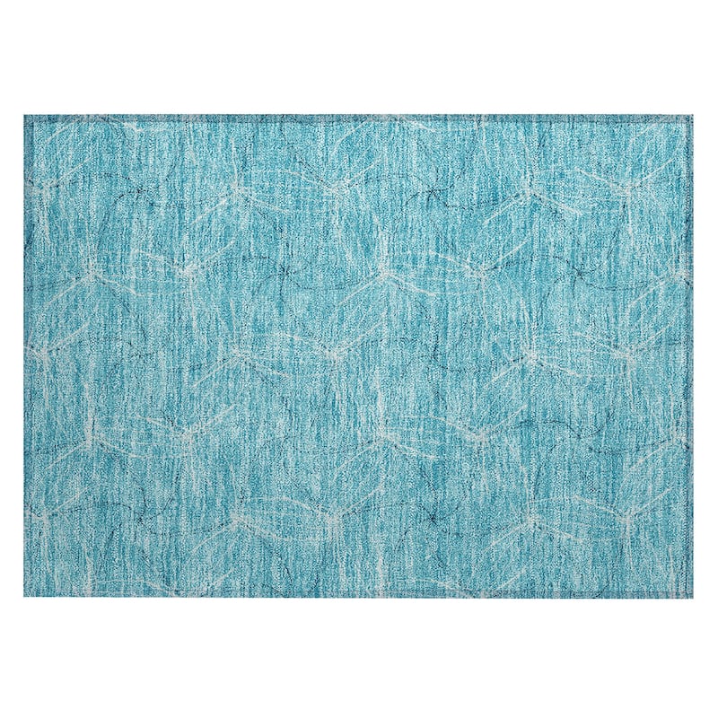Machine Washable Indoor/ Outdoor Abstract Contemporary Chantille Rug