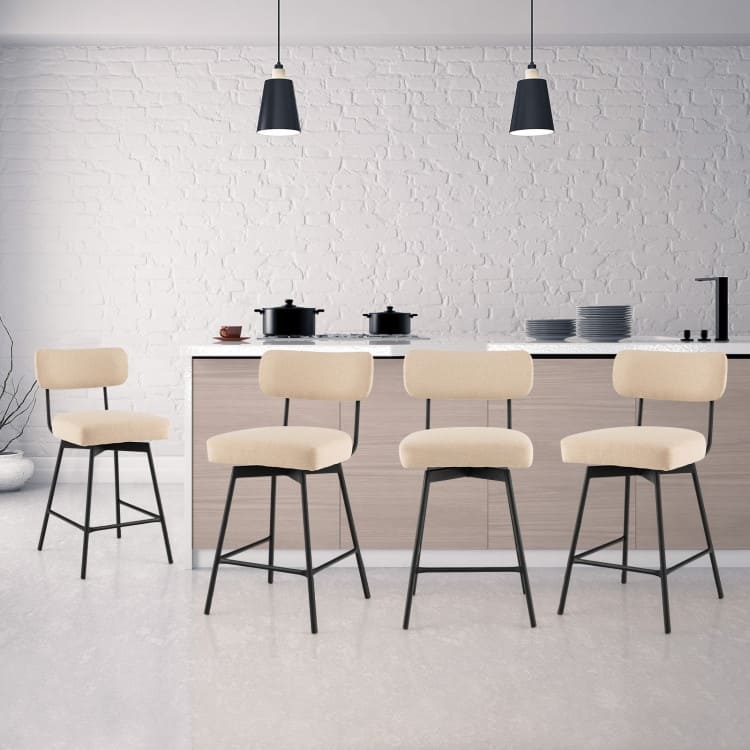 25" 2-Piece Modern Upholstered Bar Stools with Back and Footrests - 17.5" x 17" x 36" (L x W x H)