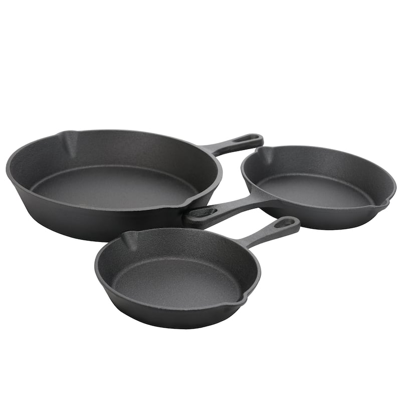 General Store Addlestone 3Pc Skillet Set Black Preseasoned Cast Iron