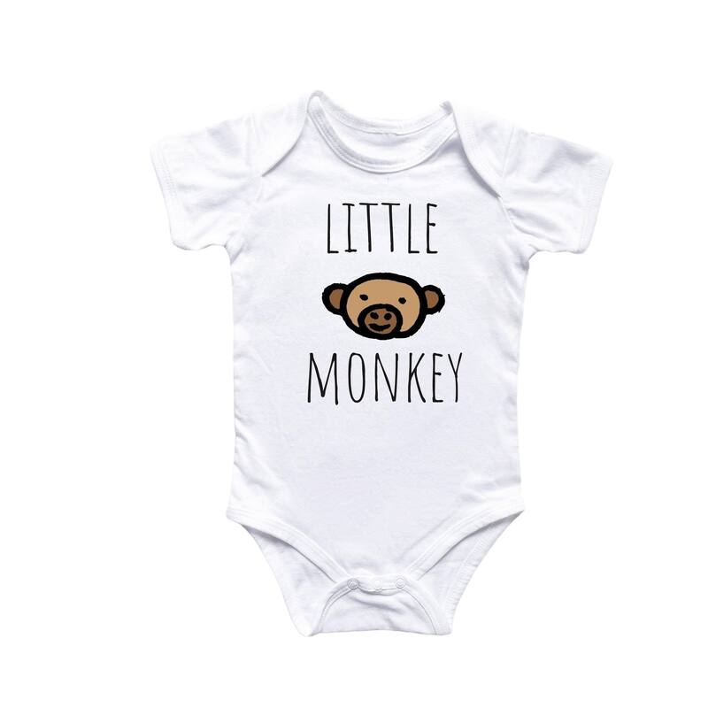 Little Monkey - Baby Boy Girl Clothes Infant Bodysuit Funny Cute Newborn - Natural - Newborn