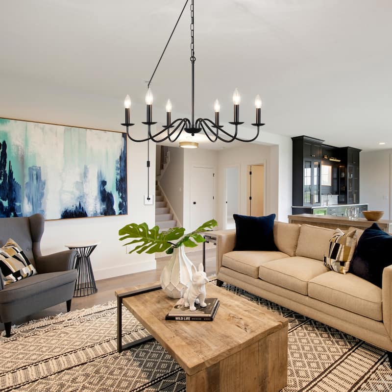 6-Light 27.55-inch Chandeliers with Plug in Cord for Bedroom Living Room
