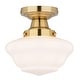preview thumbnail 8 of 11, VAXCEL Eastgate 1-Light Schoolhouse Semi Flush Mount Ceiling Lighting Fixture, White Frosted Opal Glass Shade