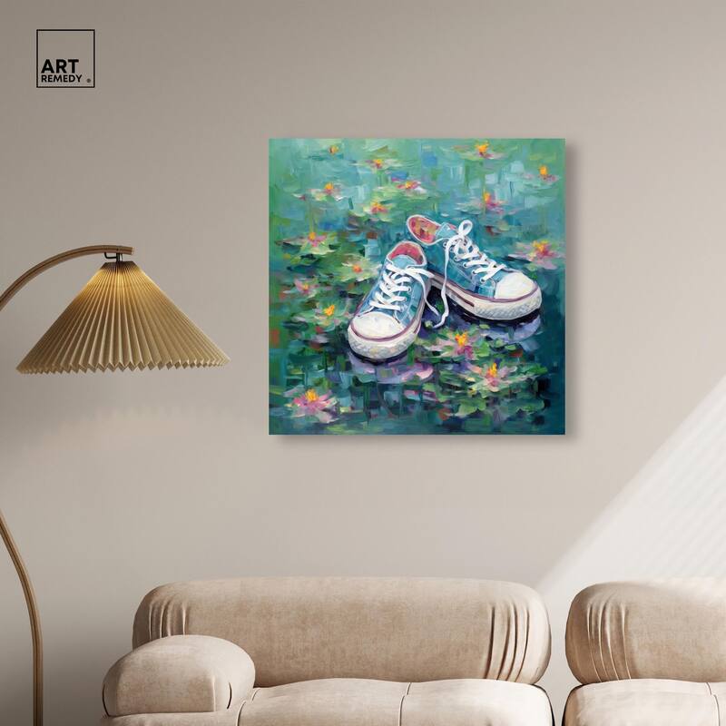Lily Pad Sneakers II Canvas by Art Remedy, Gallery Wrapped