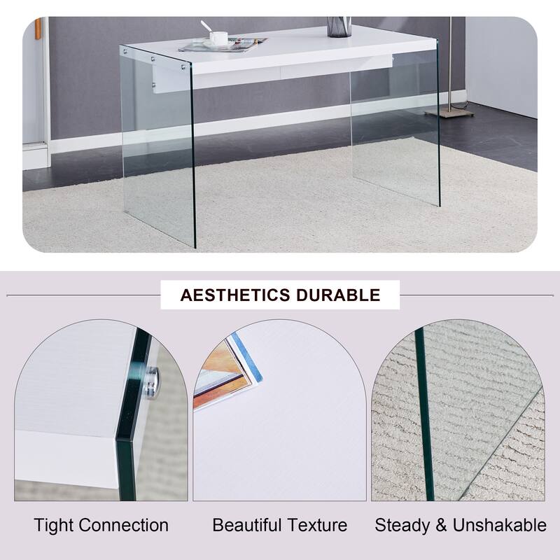 Coffee Table:Made Of Medium Density Fiberboard And Stickers,With Transparent Tempered Glass On Both Sides