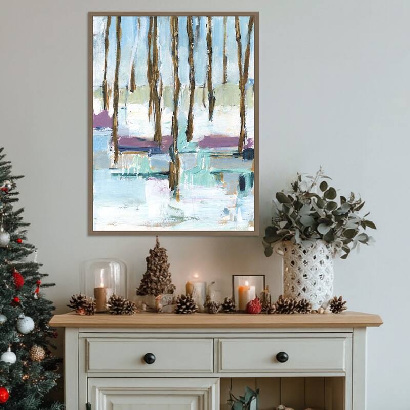 Pastel Forest II by Ethan Harper Framed Canvas Wall Art Print - Sylvie Dark Gold