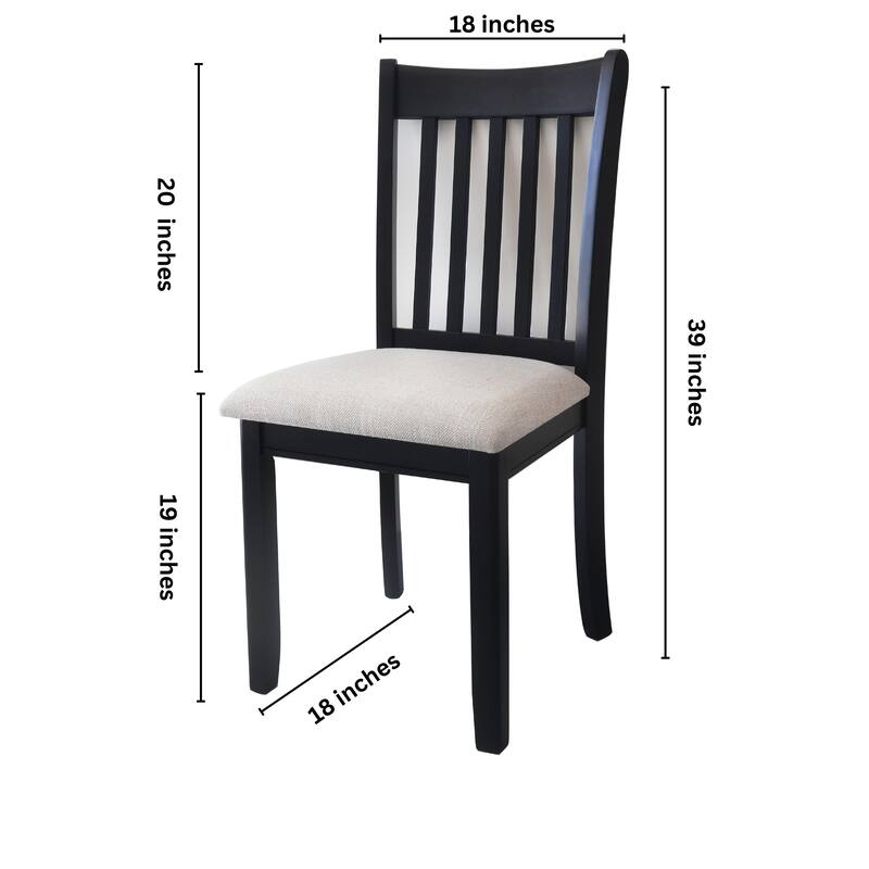 Dining Chairs Set of 2, Wooden Upholstered Kitchen Chairs, Breakfast Chairs with Slatted Back and Rubber Wood Frame