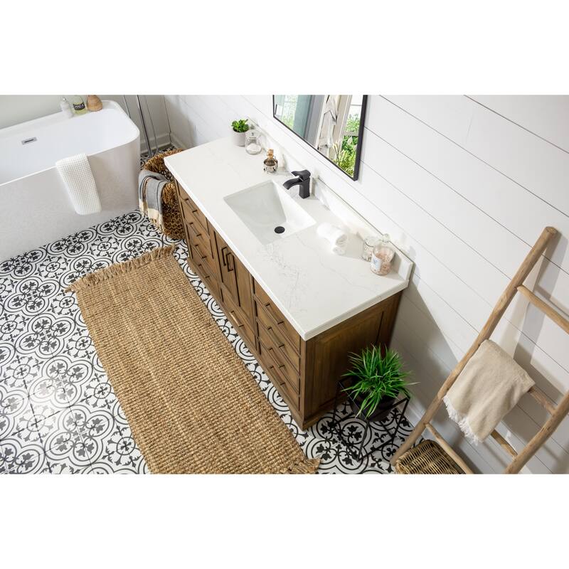 Willow Collections 60 in. W x 22 in. D Charlotte Teak Single Sink Bathroom Solid Teak Vanity with Countertop