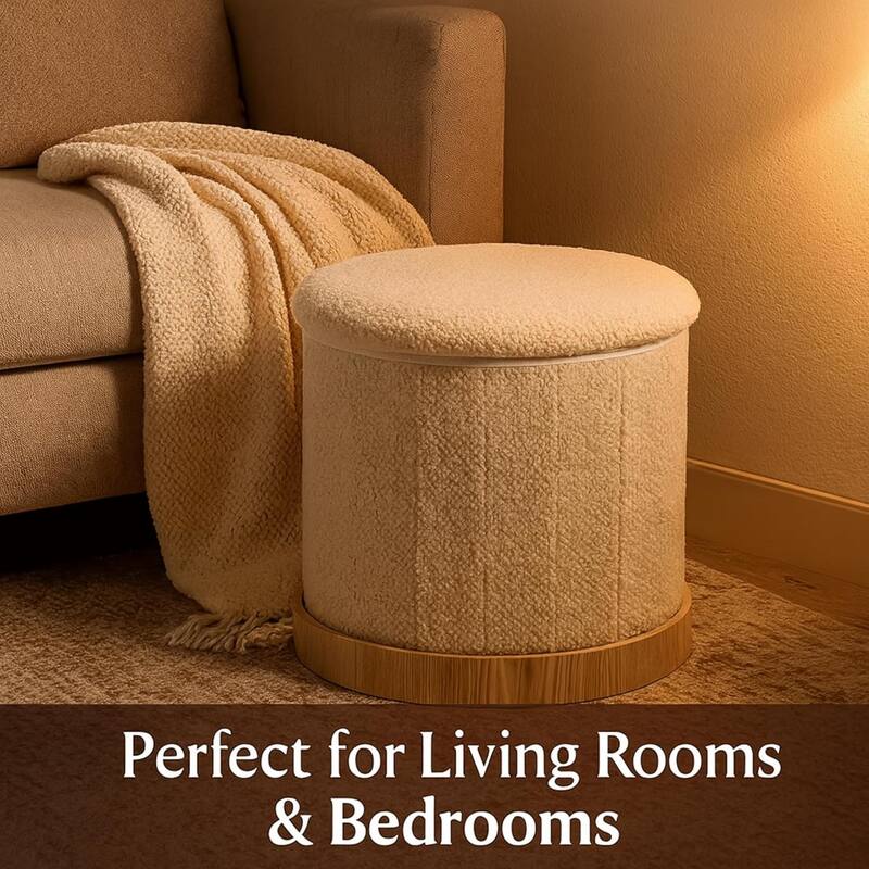 Aria Home Teddy Fabric Ottoman Coffee Table with Hidden Storage