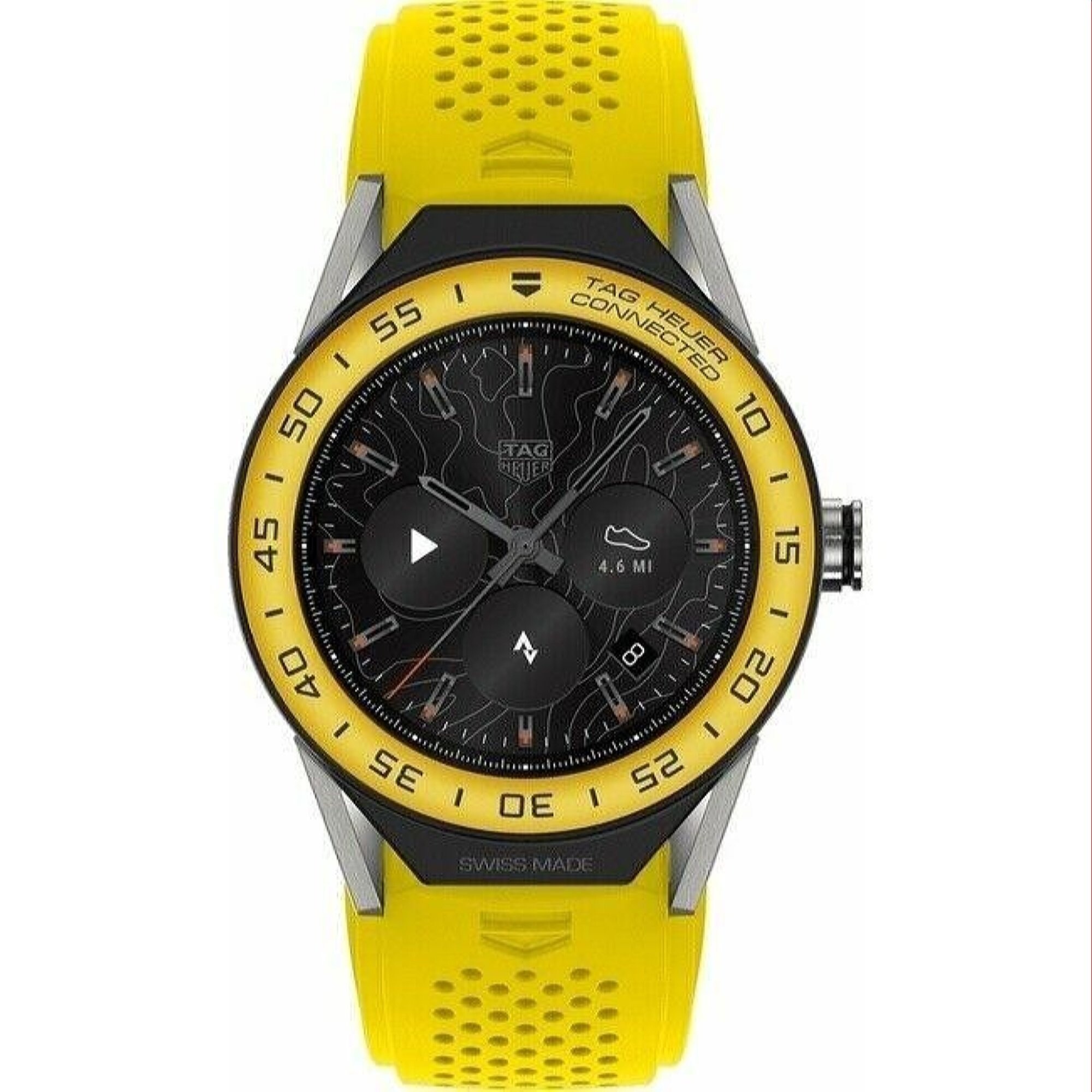 Shop Tag Heuer Men S Sbf8a8017 11ft6082 Connected Yellow Rubber Watch Multi On Sale Overstock 31674554