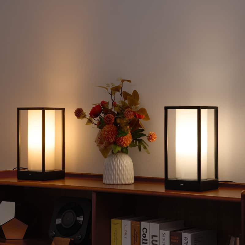 Table Lamp with Phone Charger, Bedside Lamp, Ambient Night Light Desk Light