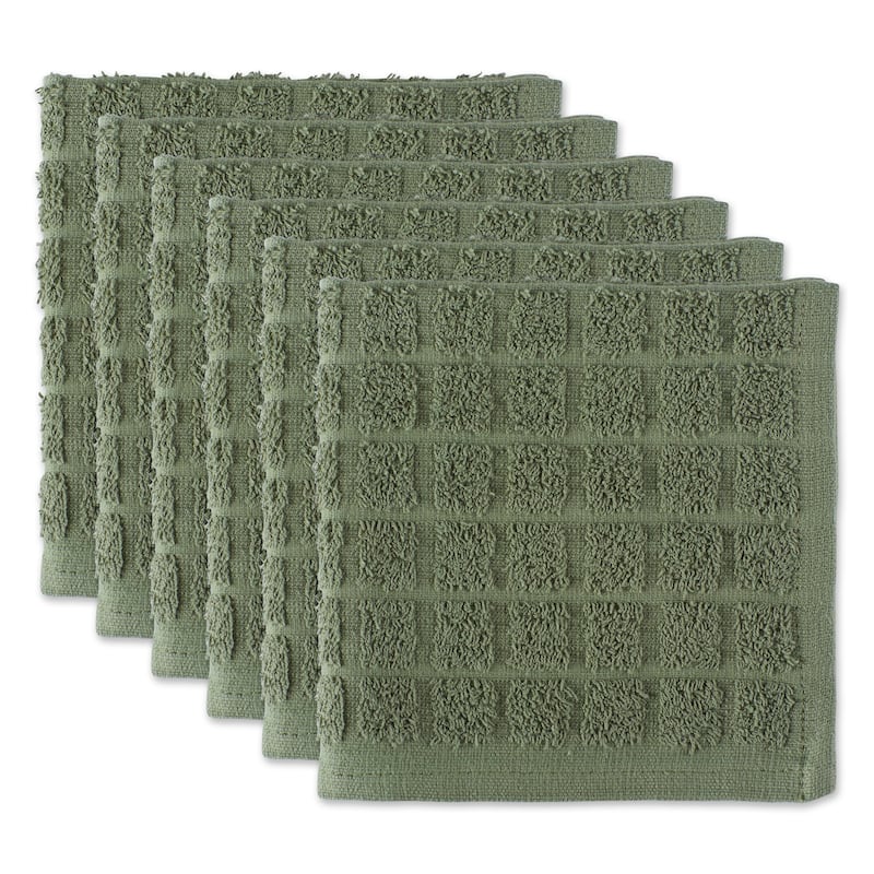 DII Solid Windowpane Terry Dishcloth Set of 6