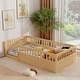 preview thumbnail 1 of 24, Wood Twin Floor Bed Frame with Fence, Kids Beds Frame for Bedroom Playroom Natural