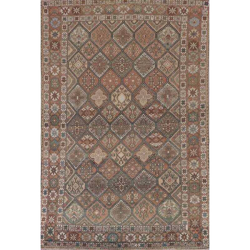 Garden Design Bakhtiari Persian Vintage Rug Hand-Knotted Wool Carpet - 6'10"x 9'10"