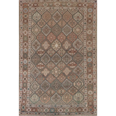 Garden Design Bakhtiari Persian Vintage Rug Hand-Knotted Wool Carpet - 6'10"x 9'10"