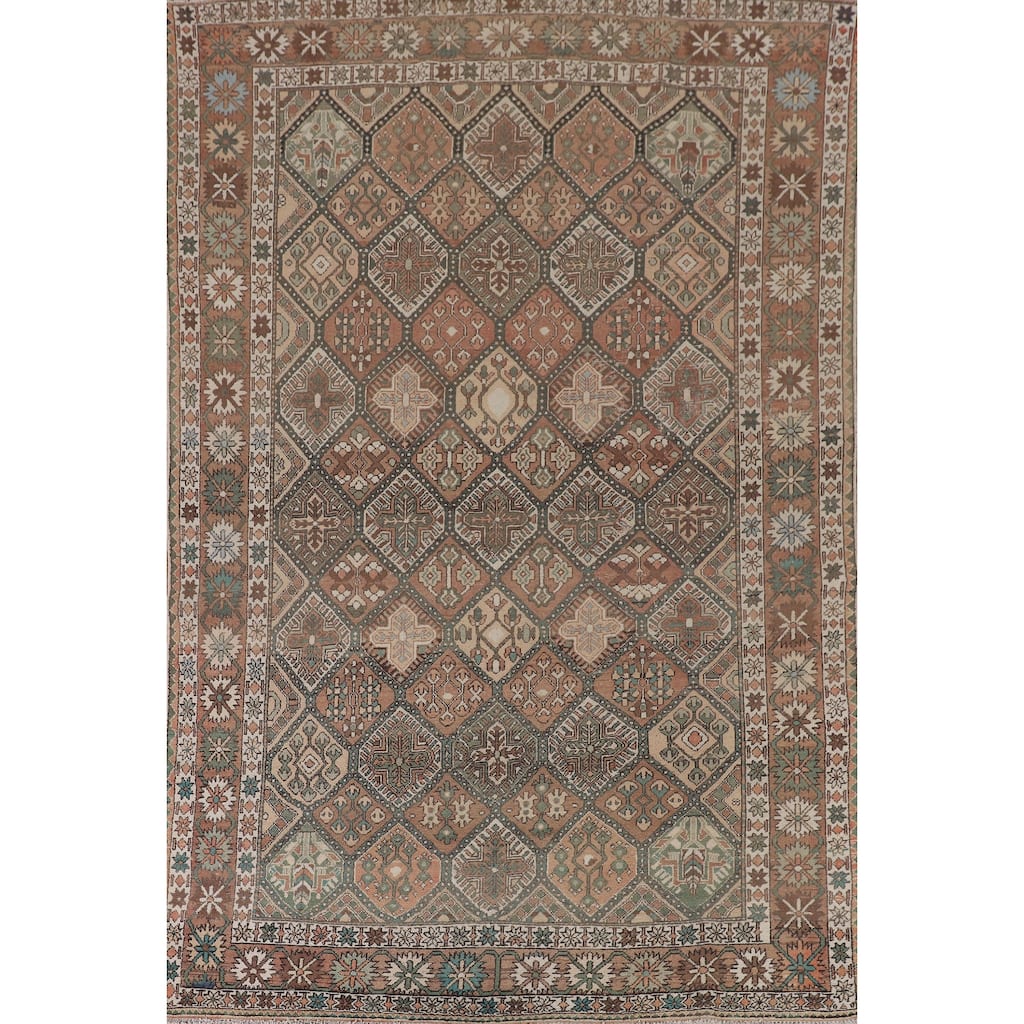 Garden Design Bakhtiari Persian Vintage Rug Hand-Knotted Wool Carpet - 6'10"x 9'10"