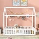 preview thumbnail 3 of 6, White Twin Pine House Bed with Fence, Door, Solid Construction