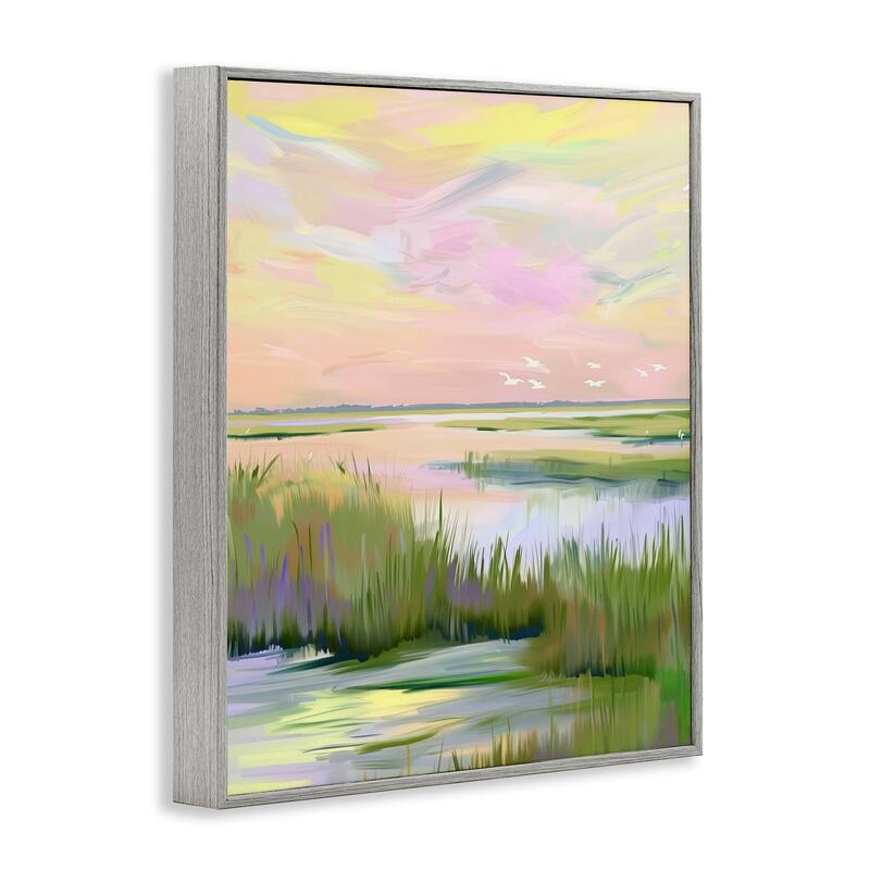 Stupell Soft Pink Marshland Sunrise Framed Giclee Art Design By Arlington Prints