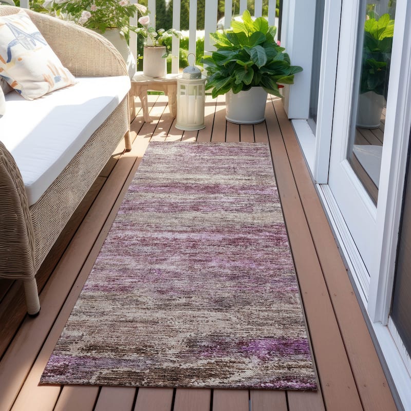 Machine Washable Indoor/ Outdoor Ombre Solid Chantille Rug