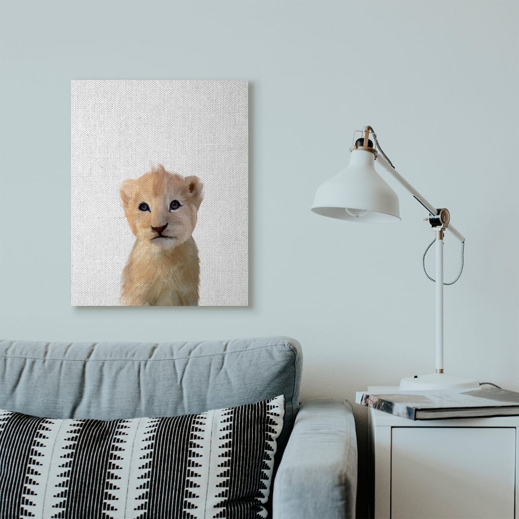 Stupell Cute Baby Lion Animal Kids Painting,16x20, Proudly Made in USA - Multi-Color