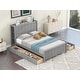 preview thumbnail 4 of 10, Full Size Platform Kids Bed Frame with Storage Drawers, Shelves, Headboard & Footboard in Solid Pine Wood, Easy Assembly, Grey