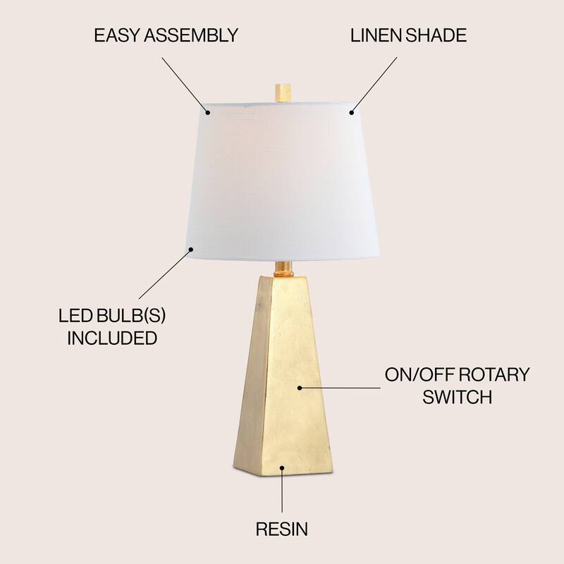 Gabrielle 20.5" Resin LED Table Lamp, White Marble Finish by JONATHAN Y - 20.50