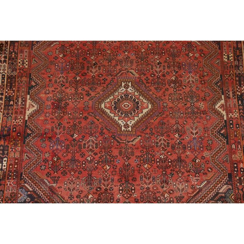 Vegetable Dye Shiraz Persian Vintage Area Rug Handmade Wool Carpet - 5'11"x 9'1"