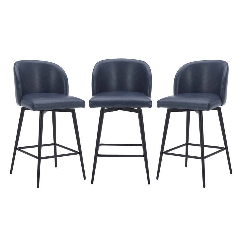 Charlotte Counter Height Swivel Barstool with Metal Legs Set